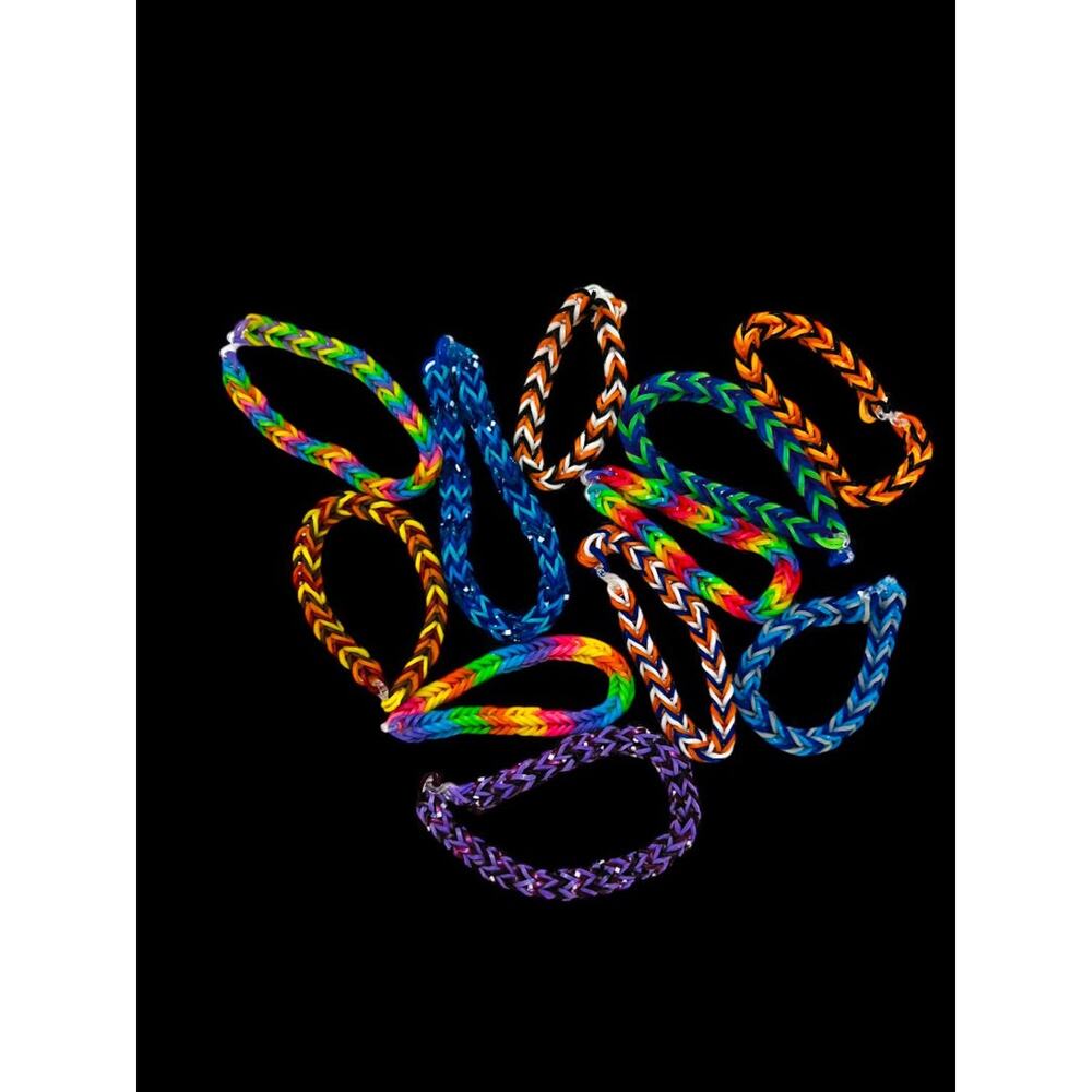 Set of 11 Rubberband Bracelets Rainbow Loom Assorted Sizes